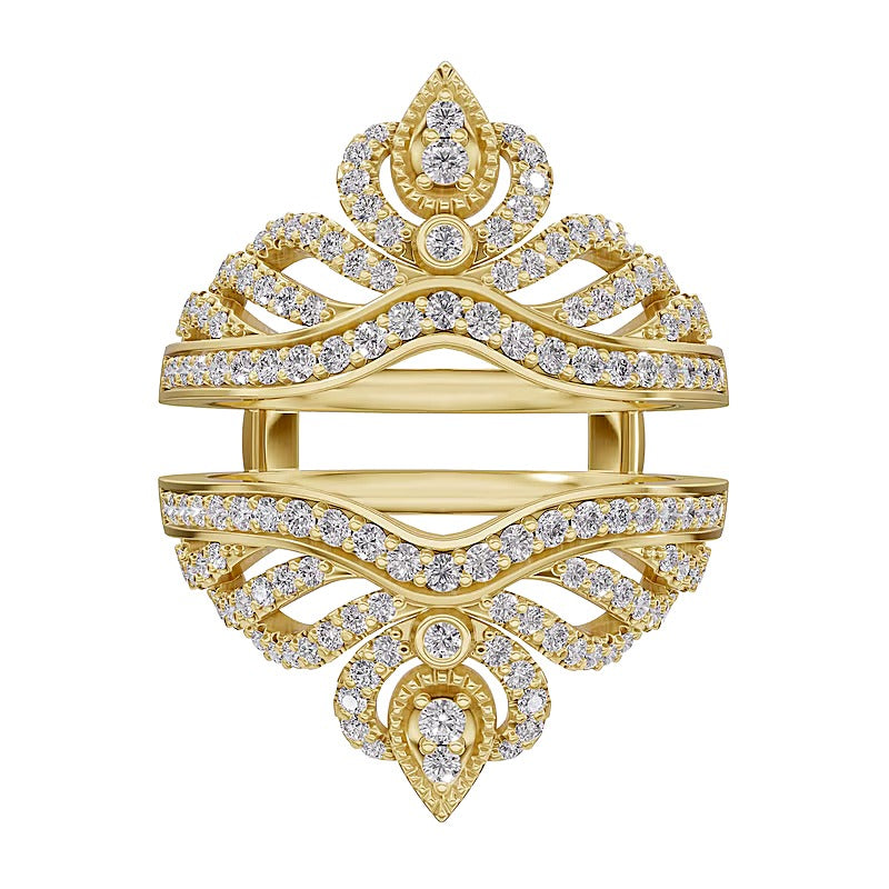 0.75 CT. TW Diamond Crown Vintage-Style Guard in 14K Gold