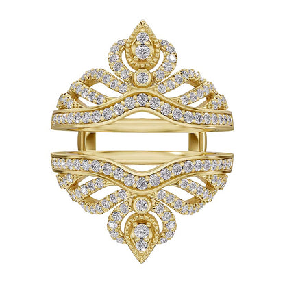 0.75 CT. TW Diamond Crown Vintage-Style Guard in 14K Gold