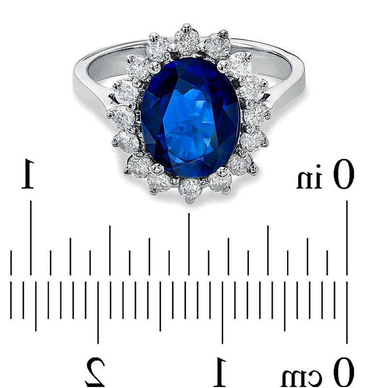 Your Stone Your Storyâ¢ Oval Blue Sapphire and 0.5 CT. TW Diamond Frame Ring in 14K White Gold