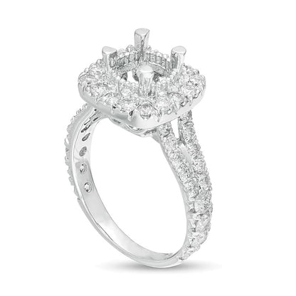1.5 CT. TW Diamond Cushion Frame Semi-Mount in 14K White Gold