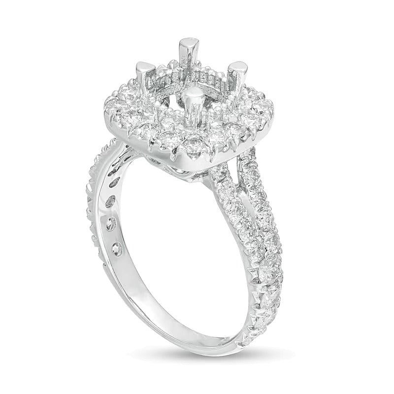 1.5 CT. TW Diamond Cushion Frame Semi-Mount in 14K White Gold