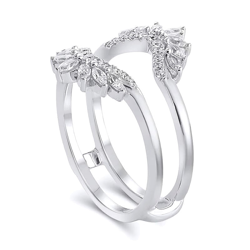 0.5 CT. TW Marquise and Round Diamond Starburst Solitaire Enhancer in 14K White Gold