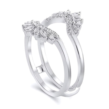 0.5 CT. TW Marquise and Round Diamond Starburst Solitaire Enhancer in 14K White Gold