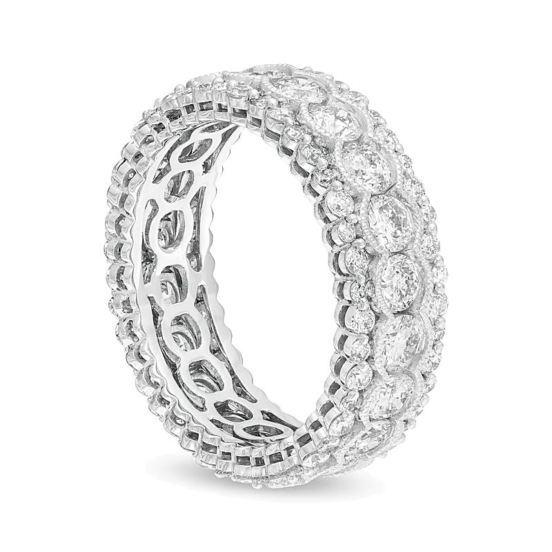 3.0 CT. TW Diamond Scallop Edge Vintage-Style Eternity Anniversary Band in 14K White Gold