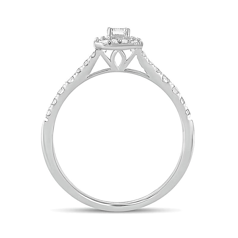 0.5 CT. TW Emerald-Cut Diamond Frame Vintage-Style Engagement Ring in 10K White Gold