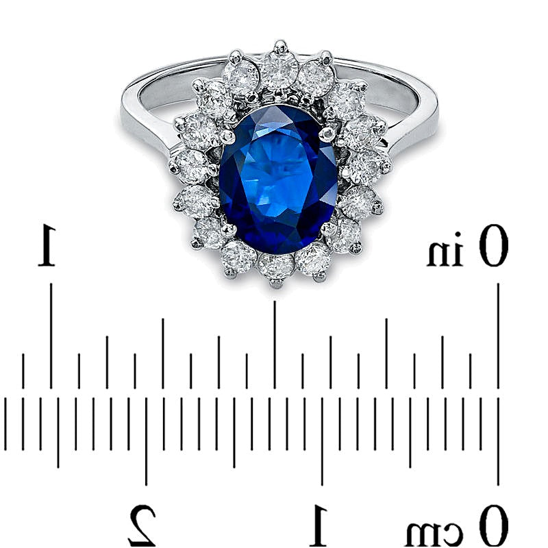 Your Stone Your Storyâ¢ Oval Blue Sapphire and 0.63 CT. TW Diamond Frame Ring in 14K White Gold