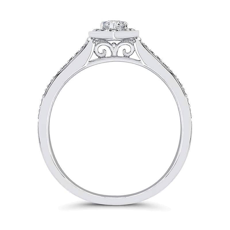 0.25 CT. TW Pear-Shaped Diamond Teardrop Frame Promise Ring in 10K White Gold