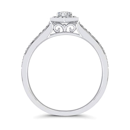 0.25 CT. TW Pear-Shaped Diamond Teardrop Frame Promise Ring in 10K White Gold