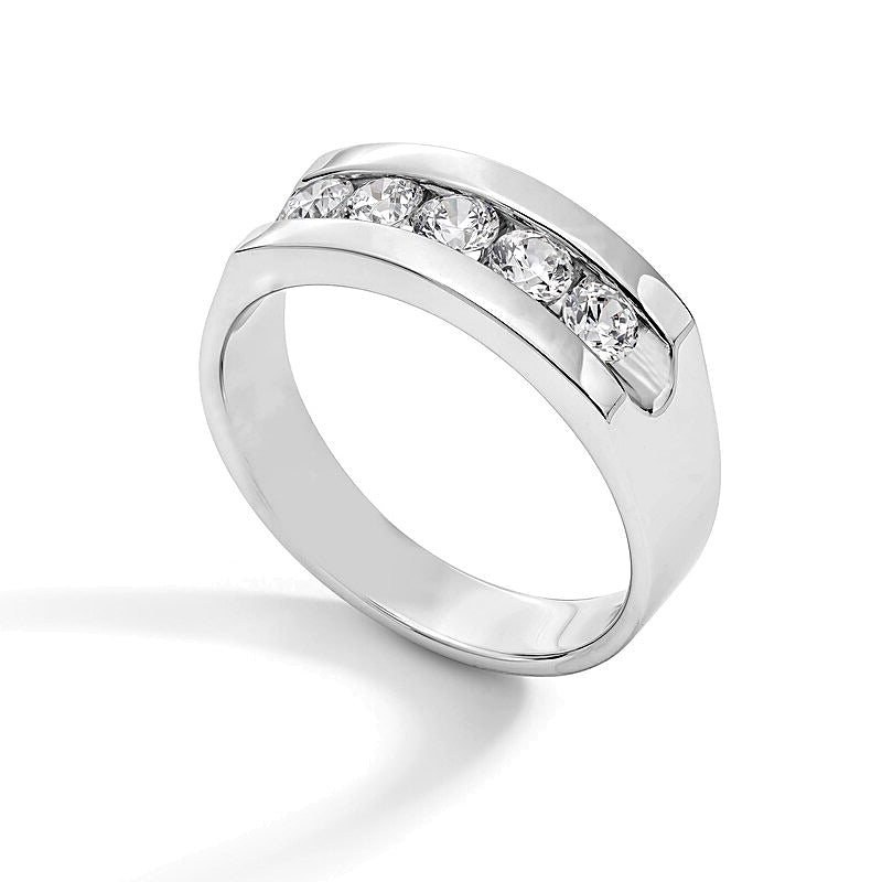 1.0 CT. TW Diamond Five Stone Channel Anniversary Band in 14K White Gold
