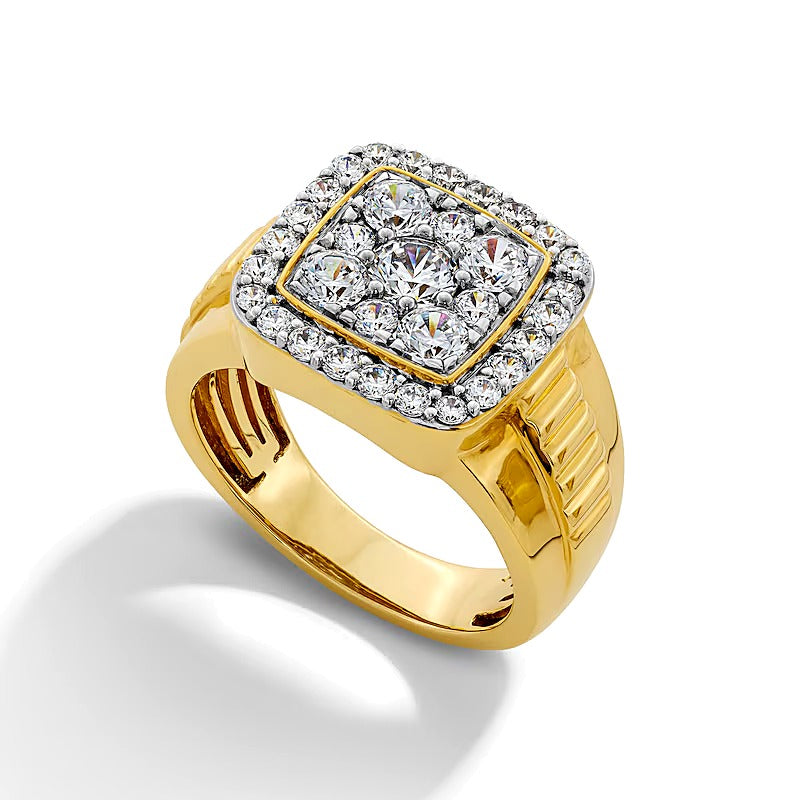1.75 CT. TW Cushion-Shaped Lab-Grown Multi-Diamond Frame Ring in 10K Gold (F/VS2)