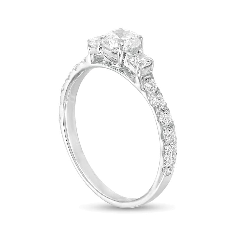 1.0 CT. TW Diamond Three Stone Engagement Ring in 14K White Gold