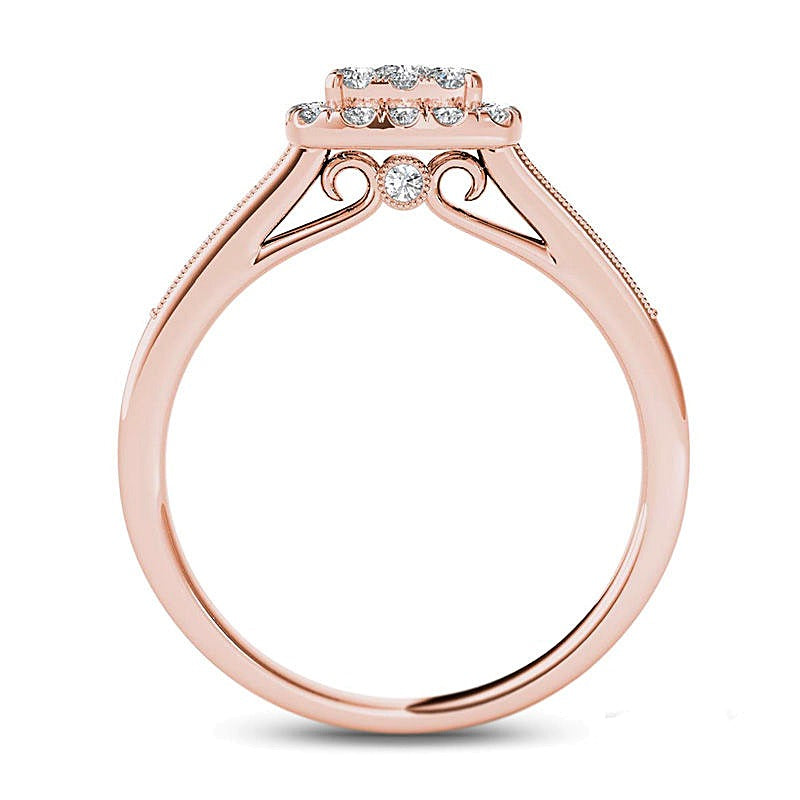 0.5 CT. TW Composite Diamond Frame Engagement Ring in 14K Rose Gold