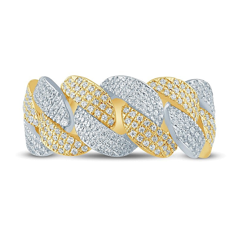 0.75 CT. TW Diamond Curb Link Ring in 10K Two Tone Gold