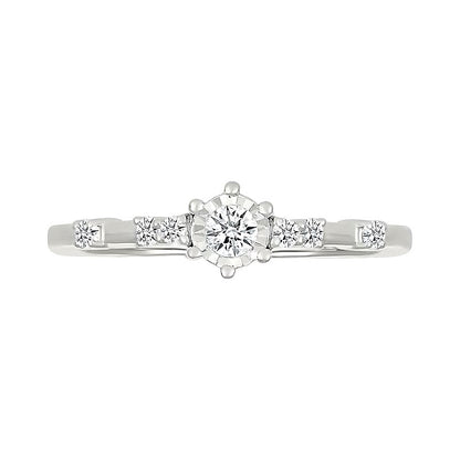 0.17 CT. TW Diamond Station Promise Ring in 10K White Gold