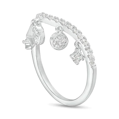 0.38 CT. TW Diamond Multi-Shaped Dangle Curved Ring in 10K White Gold