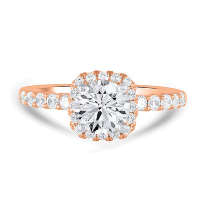 1.5 CT. TW Lab-Grown Diamond Cushion-Shaped Frame Engagement Ring in 14K Rose Gold (F/SI2)