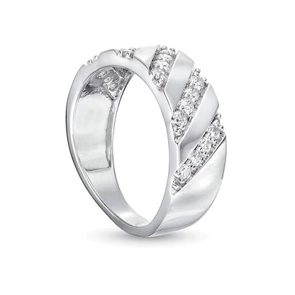 0.5 CT. TW Diamond Slant Row Band in 10K White Gold