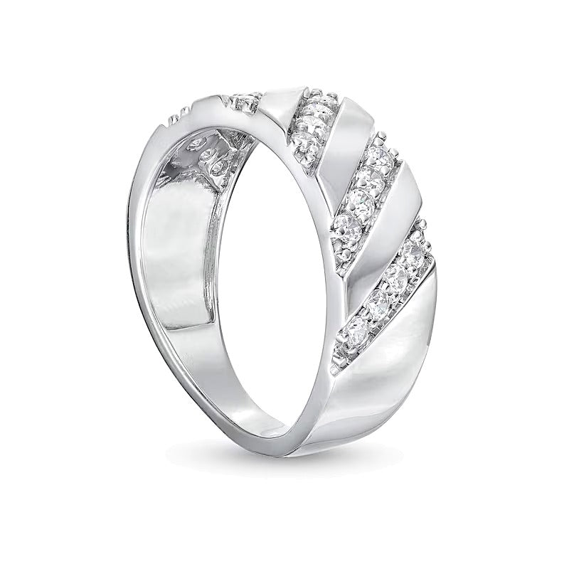 0.5 CT. TW Diamond Slant Row Band in 10K White Gold