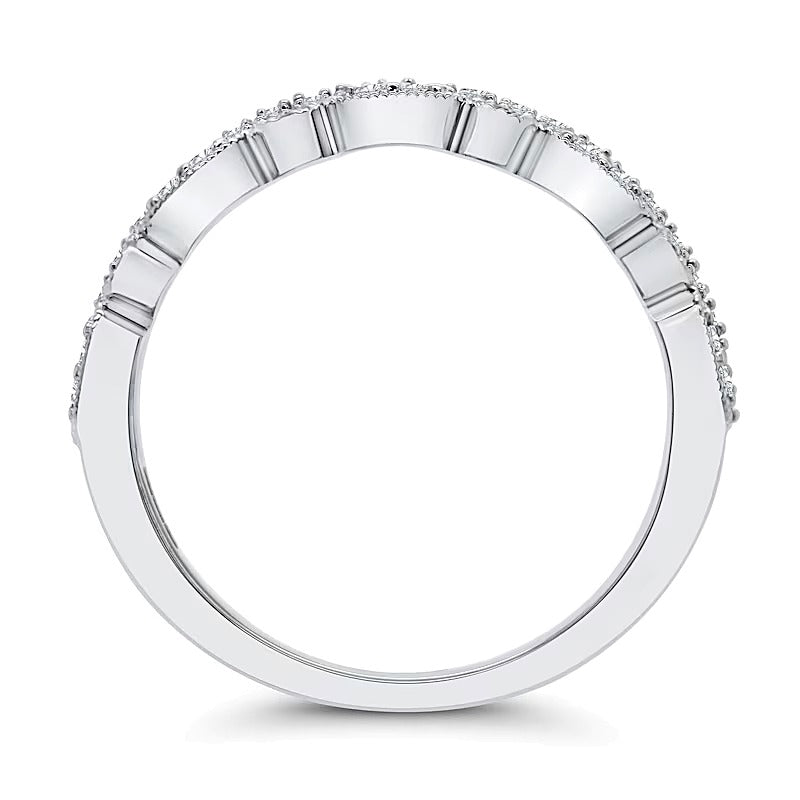 0.25 CT. TW Marquise Multi-Diamond Alternating Vintage-Style Ring in 10K White Gold