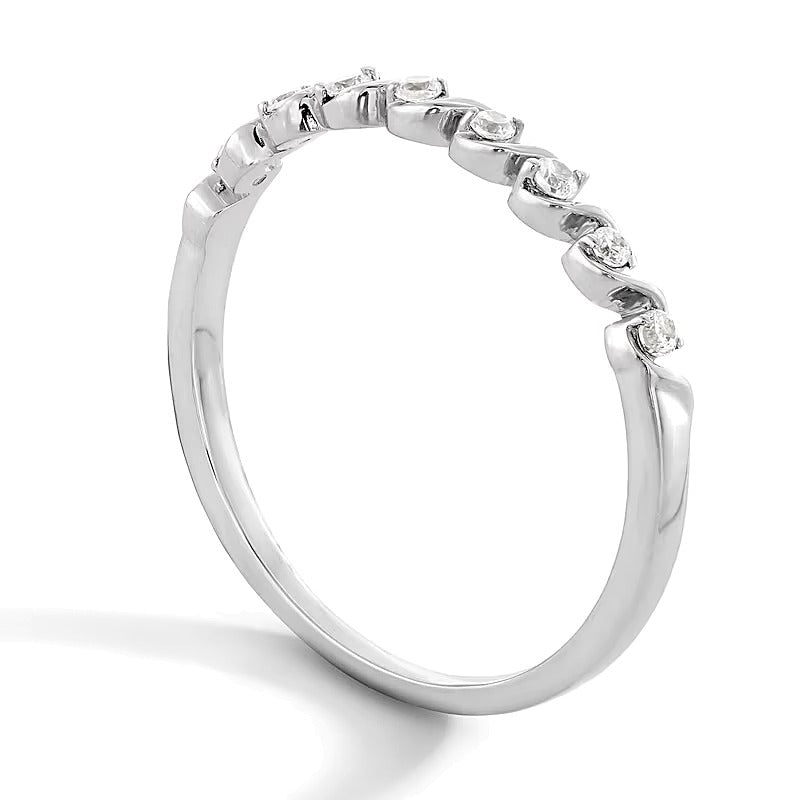 0.1 CT. TW Diamond Cascading Stackable Band in 10K White Gold