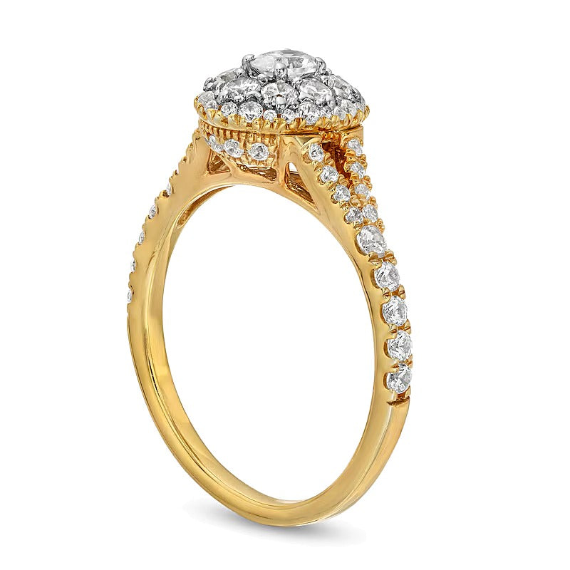 0.75 CT. TW Oval Multi-Diamond Split Shank Engagement Ring in 10K Gold