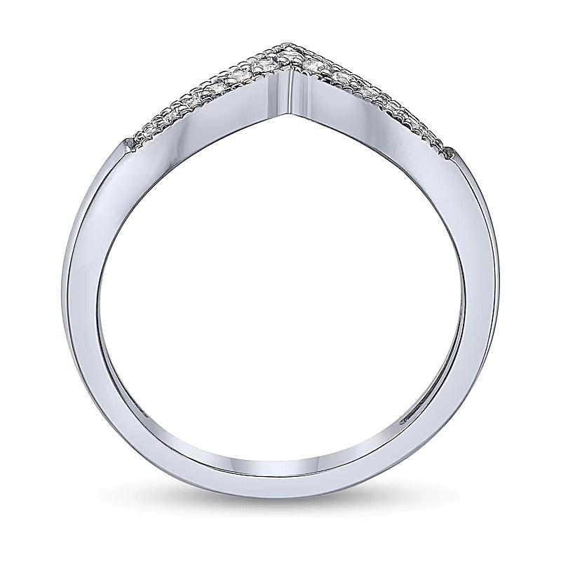 0.1 CT. TW Diamond Chevron Contour Band in 10K White Gold