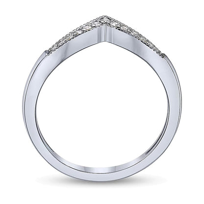 0.1 CT. TW Diamond Chevron Contour Band in 10K White Gold
