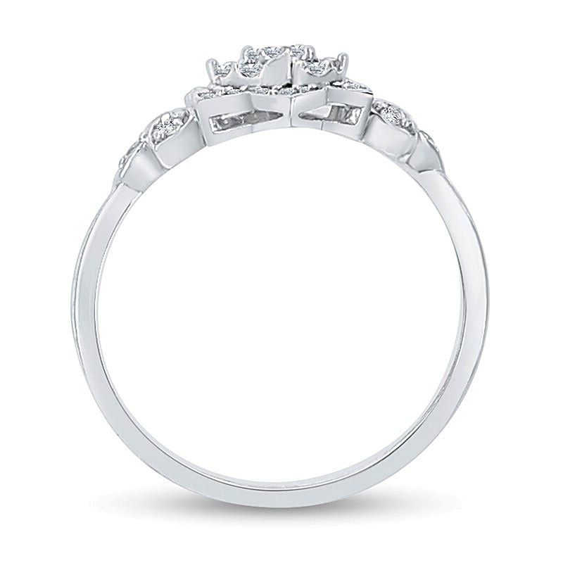0.25 CT. TW Diamond Lotus Flower Ring in 10K White Gold