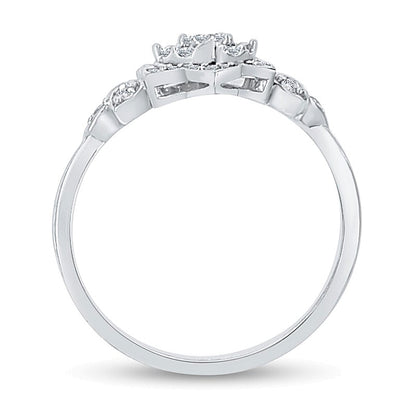 0.25 CT. TW Diamond Lotus Flower Ring in 10K White Gold