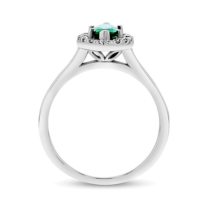 Marquise Emerald and 0.25 CT. TW Diamond Frame Ring in 14K White Gold