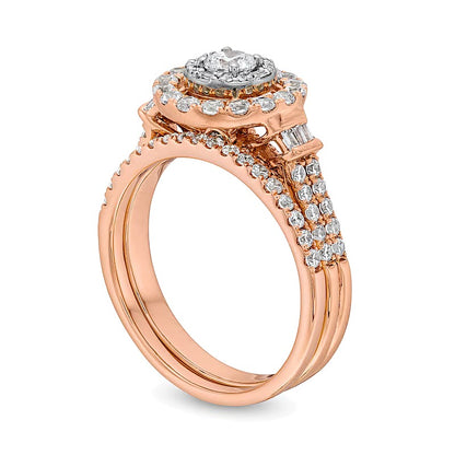 1.0 CT. TW Diamond Double Row Bridal Set in 10K Rose Gold