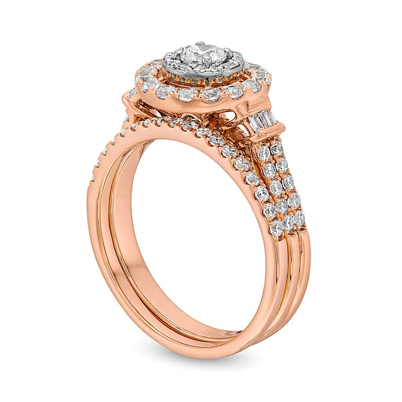1.0 CT. TW Diamond Double Row Bridal Set in 10K Rose Gold