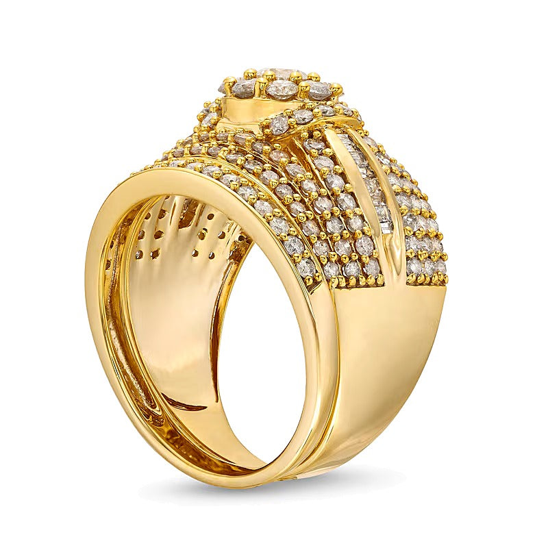 1.75 CT. TW Multi-Diamond Multi-Row Bridal Set in 10K Gold