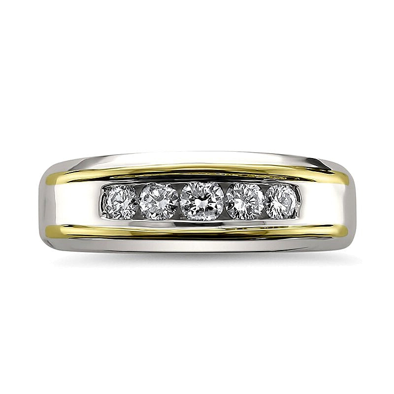 0.5 CT. TW Diamond Five Stone Band in 14K Two-Tone Gold