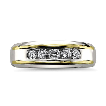 0.5 CT. TW Diamond Five Stone Band in 14K Two-Tone Gold