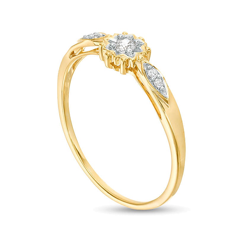 0.07 CT. TW Diamond Sunburst Promise Ring in 10K Gold
