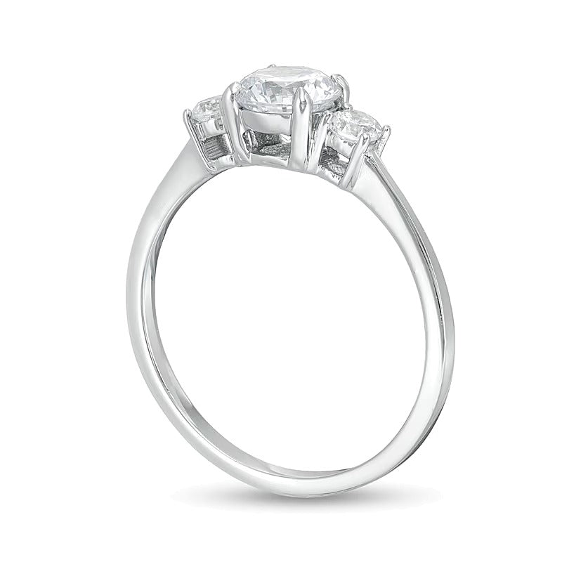 1.0 CT. TW Diamond Three Stone Engagement Ring in 14K White Gold
