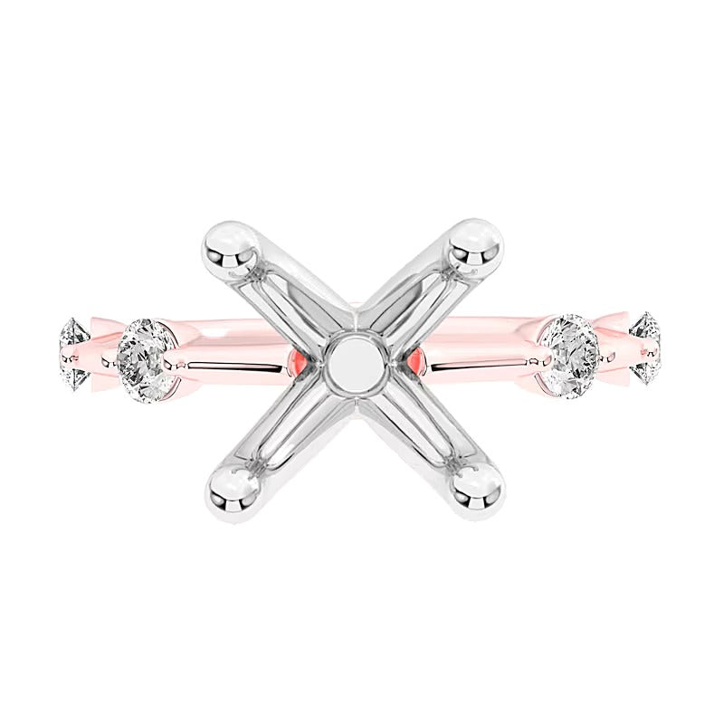 0.25 CT. TW Diamond Station Semi-Mount Setting in 14K Rose Gold