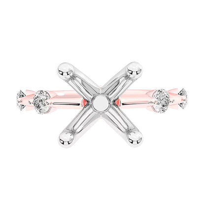 0.25 CT. TW Diamond Station Semi-Mount Setting in 14K Rose Gold