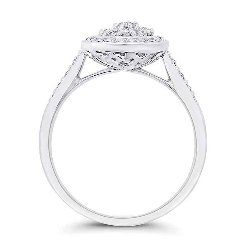 0.38 CT. TW Multi-Diamond Frame Ring in 10K White Gold