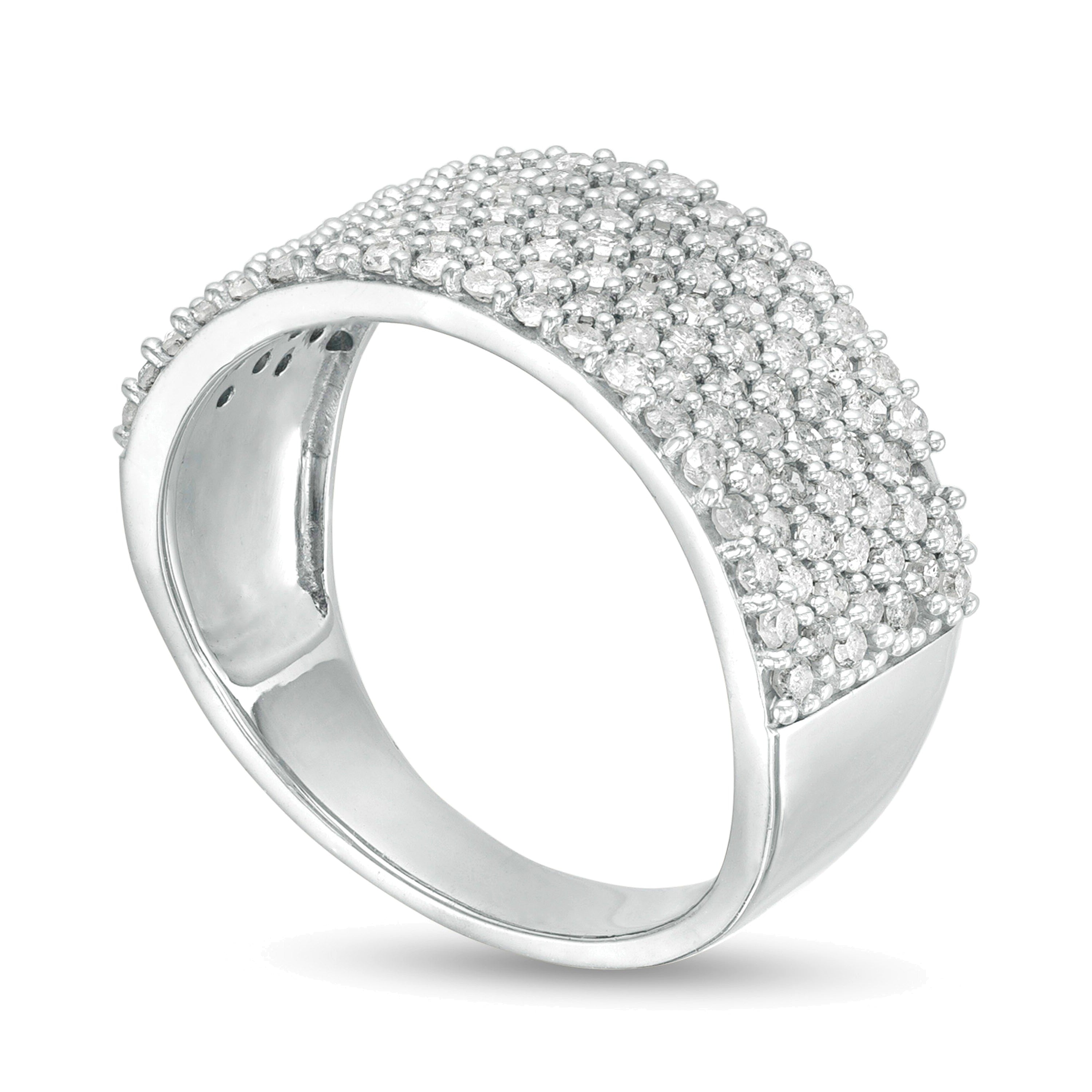 1.0 CT. TW Diamond Multi-Row Band in 10K White Gold
