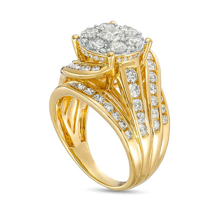 3.0 CT. TW Multi-Diamond Bypass Crossover Engagement Ring in 14K Gold (I/I2)