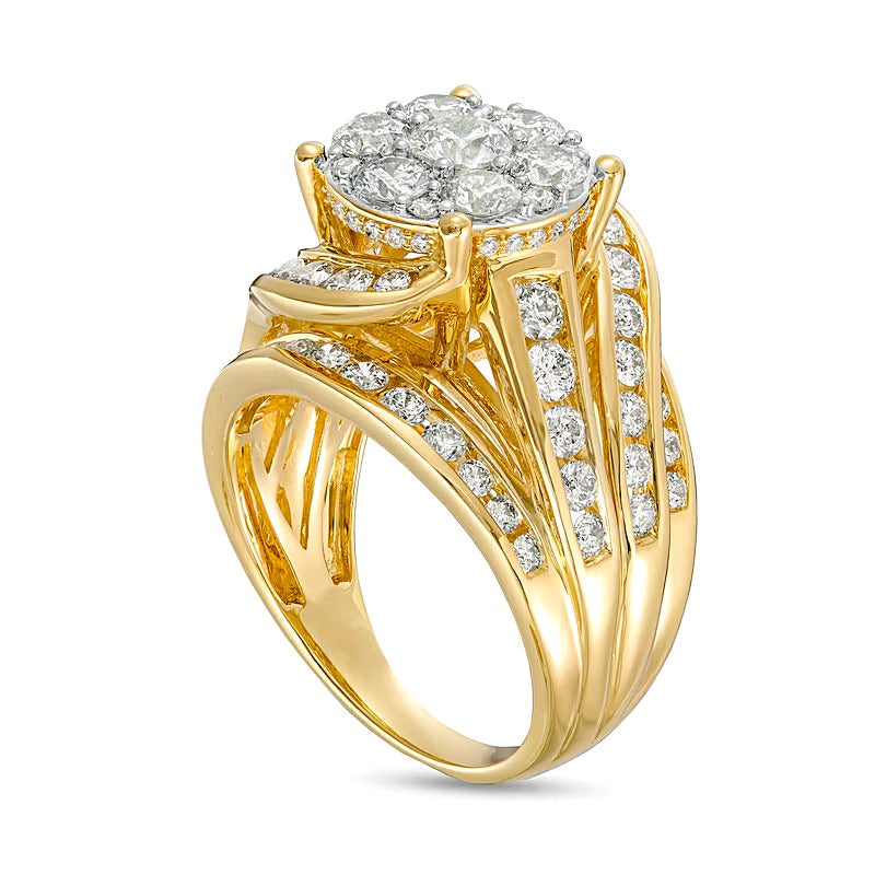 3.0 CT. TW Multi-Diamond Bypass Crossover Engagement Ring in 14K Gold (I/I2)