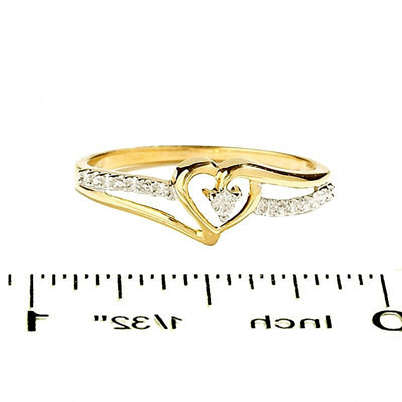 Diamond Accent Heart Split Shank Promise Ring in 10K Gold