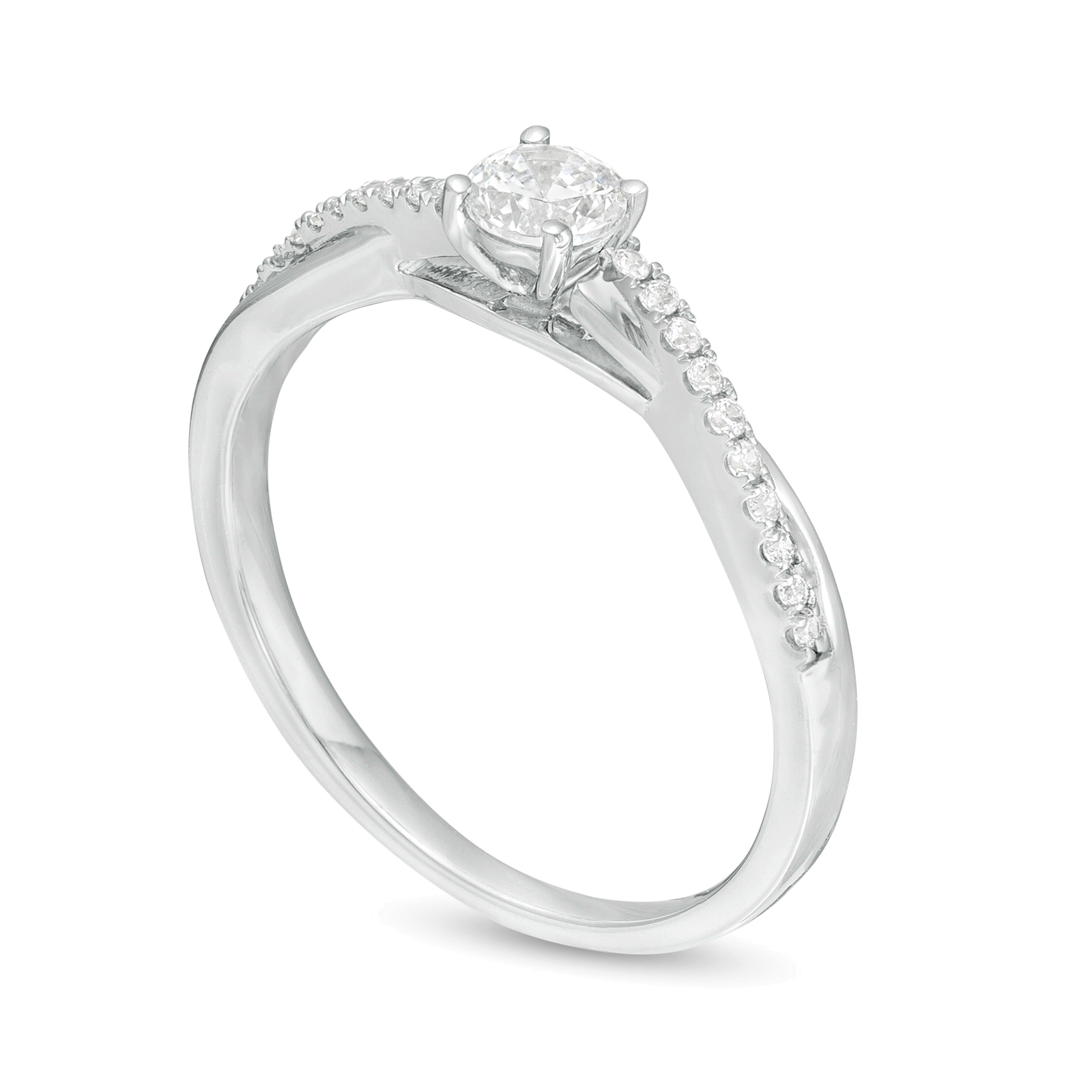 0.33 CT. TW Diamond Twist Engagement Ring in 10K White Gold