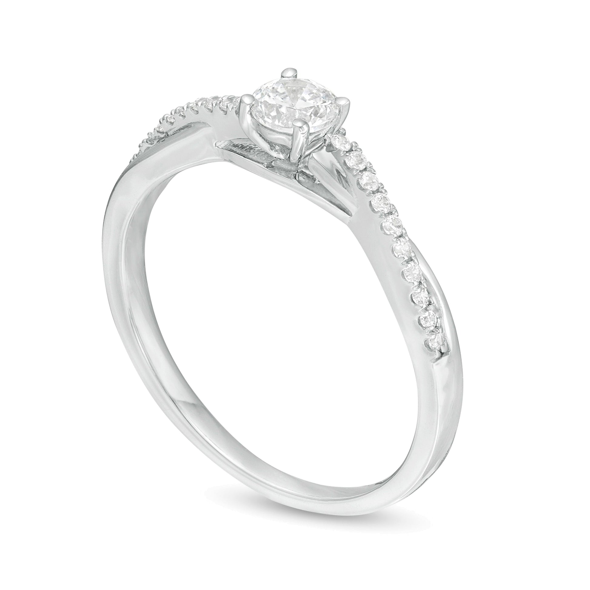 0.33 CT. TW Diamond Twist Engagement Ring in 10K White Gold