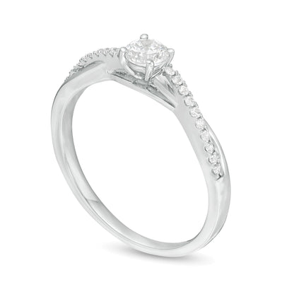 0.33 CT. TW Diamond Twist Engagement Ring in 10K White Gold