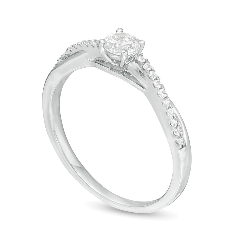 0.33 CT. TW Diamond Twist Engagement Ring in 10K White Gold