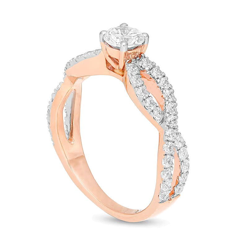 1.0 CT. TW Diamond Infinity Twist Shank Engagement Ring in 10K Rose Gold