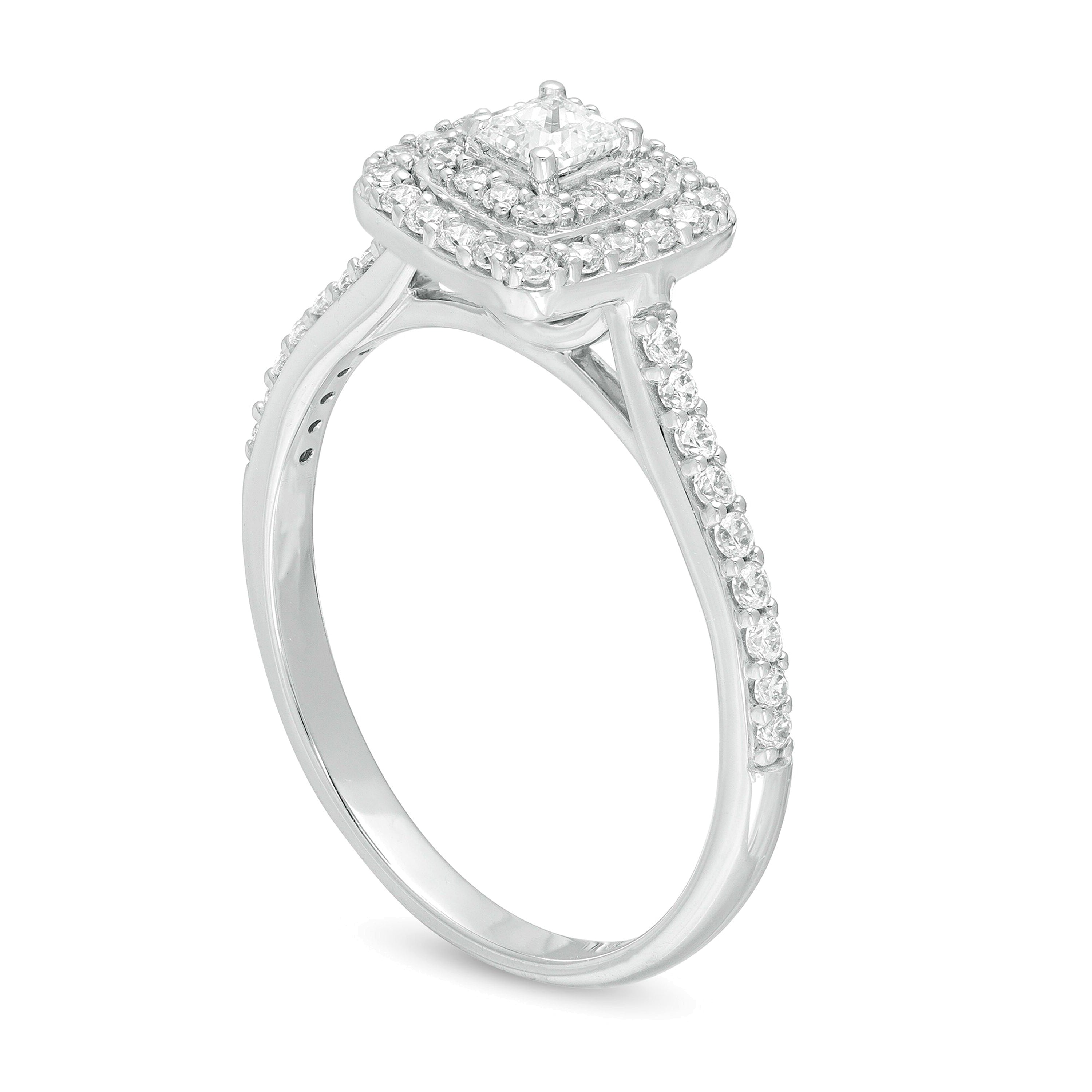 0.5 CT. TW Princess-Cut Diamond Double Frame Engagement Ring in 10K White Gold